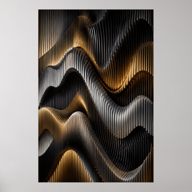 Black Gold Chrome 3D Parametric Poster (Front)