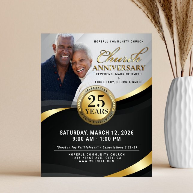 Black & Gold Church Anniversary Flyer (Creator Uploaded)