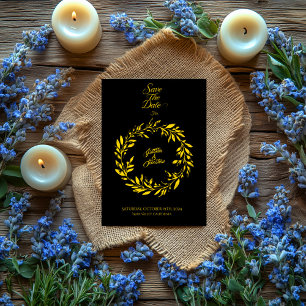 Black & Gold Circle Save the Date - Wedding Invitation