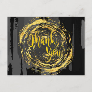 Black Gold circle Thank You Glitter Abstract Postcard