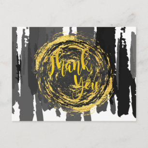 Black Gold circle Thank You Glitter Abstract Postcard