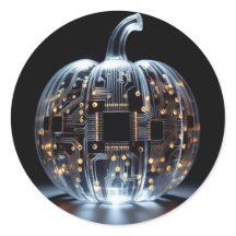 Black Gold Circuit Board Glass Pumpkin 