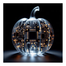 Black Gold Circuit Board Glass Pumpkin 