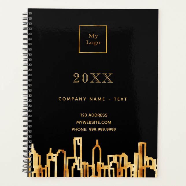 Black gold city skyline business logo planner (Front)