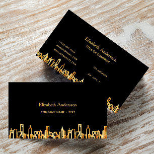 Black gold city skyline business real estate card