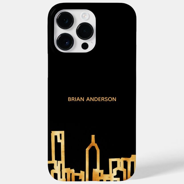 black gold city skyline business real estate Case-Mate iPhone case (Back)