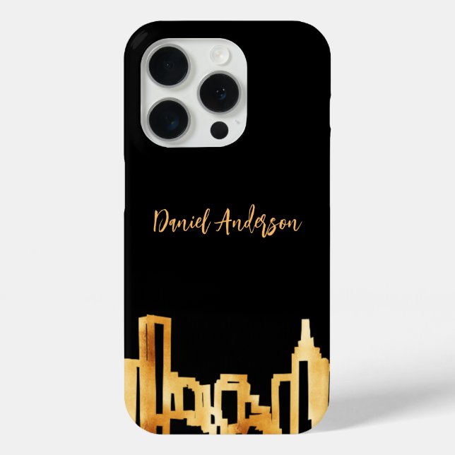 Black gold city skyline business real estate Case-Mate iPhone case (Back)