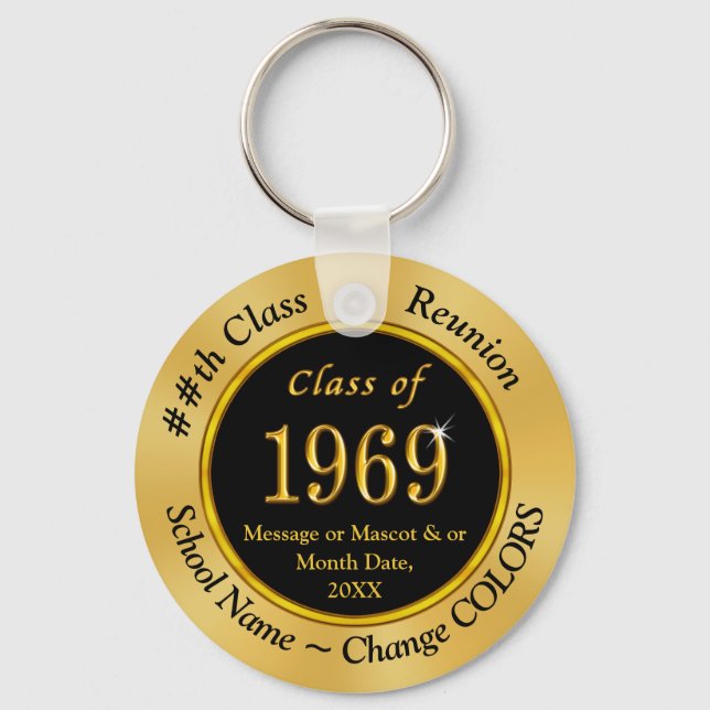 Black Gold Class of 1969, 55th Class Reunion Gifts Key Ring (Front)