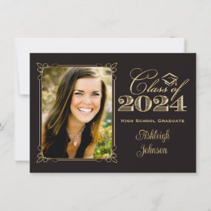 Black, Gold Class of 2014 Photo Graduation Invite