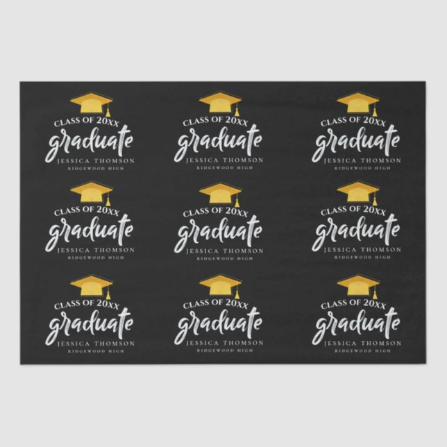 Black Gold Class of 2025 Congratulation Grad Party Tissue Paper (Front)