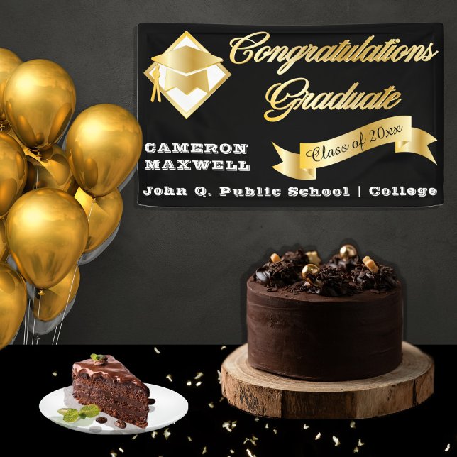 Black Gold Class Year Congratulations Graduate Banner (Creator Uploaded)