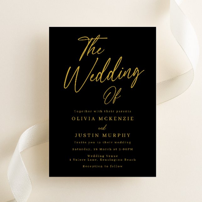 Black & Gold Classic Elegance Wedding Invitation (Creator Uploaded)