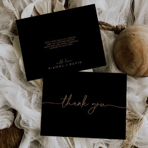 Black Gold Classic Flat Wedding Thank You Card