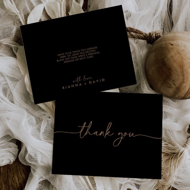 Black Gold Classic Flat Wedding Thank You Card (Creator Uploaded)