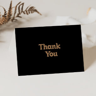 Black Gold Classic Minimal Folded Wedding Thank You Card