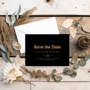Black Gold Classic Minimal Horizontal Wedding Save The Date