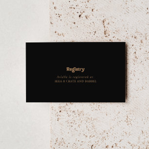 Black Gold Classic Minimal Wedding Gift Registry Enclosure Card