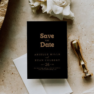 Black Gold Classic Minimal Wedding Save The Date