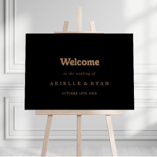 Black Gold Classic Minimal Wedding Welcome Sign