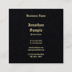Black Gold Classic Old English Font Sophisticated Square Business Card