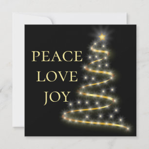 Black Gold Classic Peace Love Joy Square Holiday Card