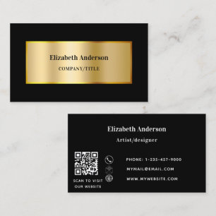 Black gold classic QR code website Business Card