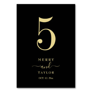 Black & gold Classic simple Wedding Table Number