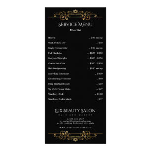 Black Gold Classic Swirls Service Price List Menu
