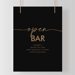 Black Gold Classic Wedding Open Bar Sign