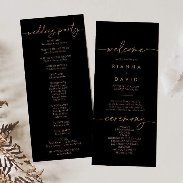 Black Gold Classic Wedding Program Programme (Creator Uploaded)