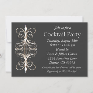 Black Gold Cocktail Party Invitation