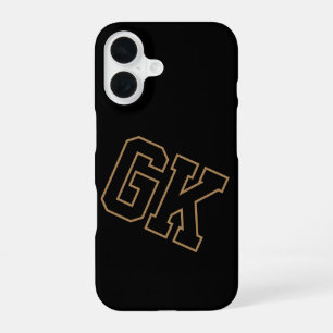 Black Gold College Varsity Monogram Initials iPhone 16 Case