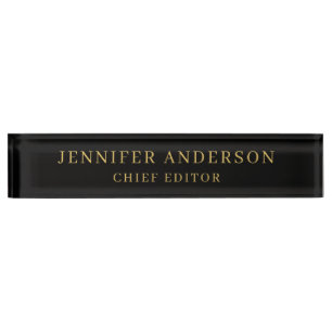 Black & Gold Color Professional Modern Plain Nameplate