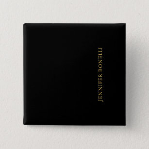 Black Gold Colors Professional Trendy Modern Plain 15 Cm Square Badge
