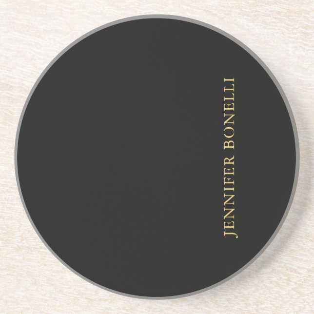 Black Gold Colors Professional Trendy Modern Plain Coaster (Front)