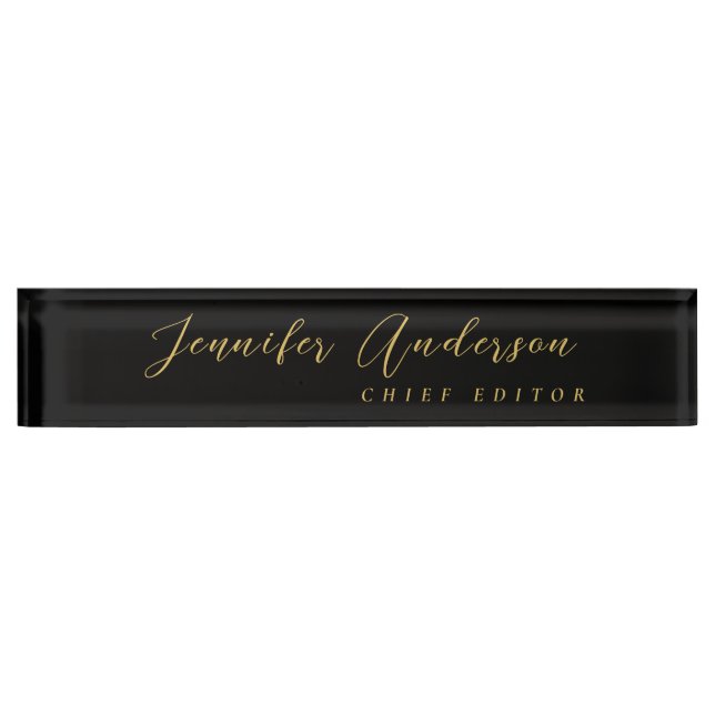 Black Gold Colors Professional Trendy Modern Plain Nameplate (Front)