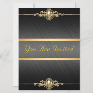 Black Gold Colour Birthday Party Invitation