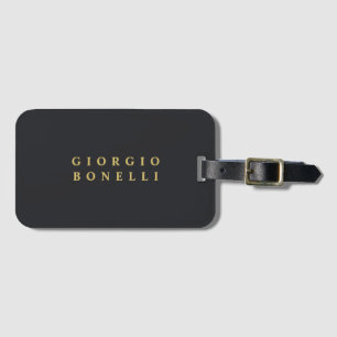 Black & Gold Colour Minimalist Personal Modern Nam Luggage Tag
