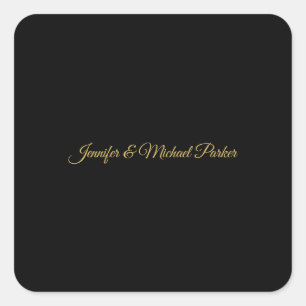 Black & Gold Colour Modern Creative Script Family Square Sticker