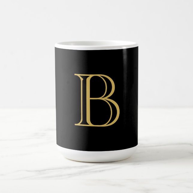 Black Gold Colour Monogram Professional Calligraph Coffee Mug (Center)
