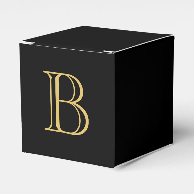 Black Gold Colour Monogram Professional Calligraph Favour Box (Front Side)