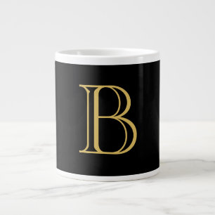 Black Gold Colour Monogram Professional Calligraph Large Coffee Mug