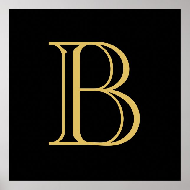Black Gold Colour Monogram Professional Calligraph Poster (Front)