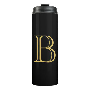 Black Gold Colour Monogram Professional Calligraph Thermal Tumbler