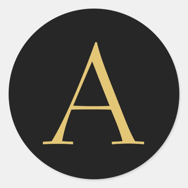 Black Gold Colour Monogram Professional Classic Round Sticker (Front)