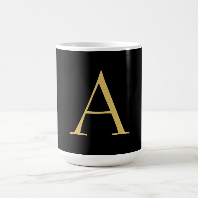 Black Gold Colour Monogram Professional Coffee Mug (Center)
