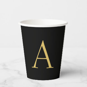 Black Gold Colour Monogram Professional Paper Cups