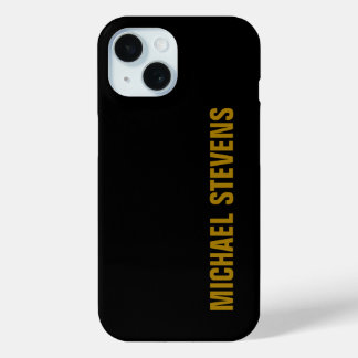 Black Gold Colour Professional Add Name iPhone 15 Case