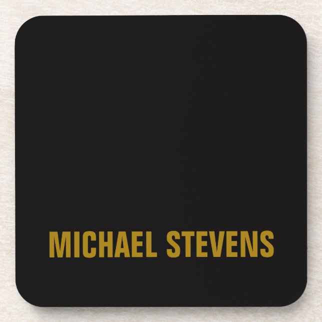 Black Gold Colour Professional Add Name Coaster (Front)