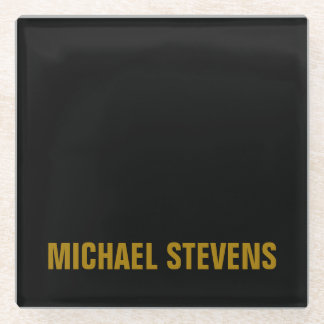 Black Gold Colour Professional Add Name Glass Coaster